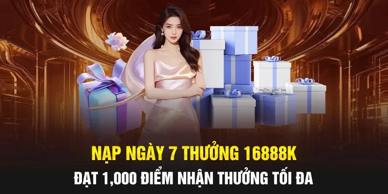 Nạp Ngày 7 Thưởng 16888K - Đạt 1,000 Điểm Nhận Thưởng Tối Đa
